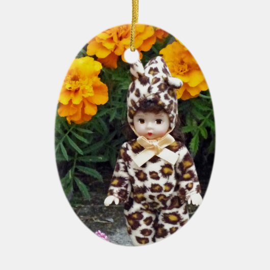 Little Leopard Girl Keramisch Ornament (Voorkant)