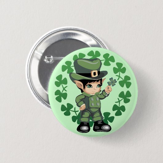 Little Leprechaun met Shamrocks Ronde Button 5,7 Cm (Voorkant /achterkant)