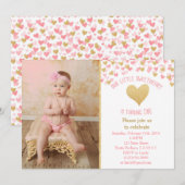 Little Lieverd First Birthday Foto Uitnodiging (Voorkant / Achterkant)