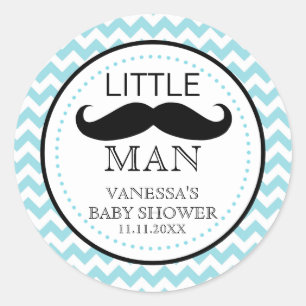 Little Lil' Man snor Boy Baby shower Favor Ronde Sticker