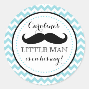 Little Lil' Man snor Boy Baby shower Favor Ronde Sticker