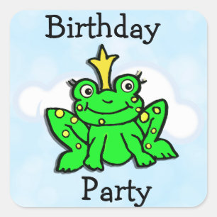 Little Lime Green Frog Fairy Tale Birthday Vierkante Sticker
