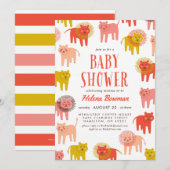 Little Lions Desert Warm Baby shower Invitation Kaart (Voorkant / Achterkant)