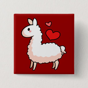 Little Llama Vierkante Button 5,1 Cm