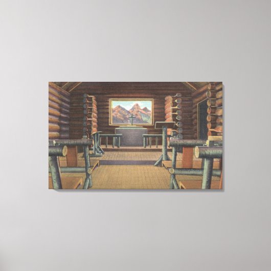 Little Log Church in het Uitzicht Snake River Canvas Afdruk (Voorkant)