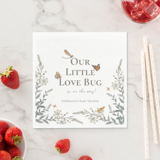 Little Love Bug Baby Shower Gender Neutral Napkins Servet (Insitu)