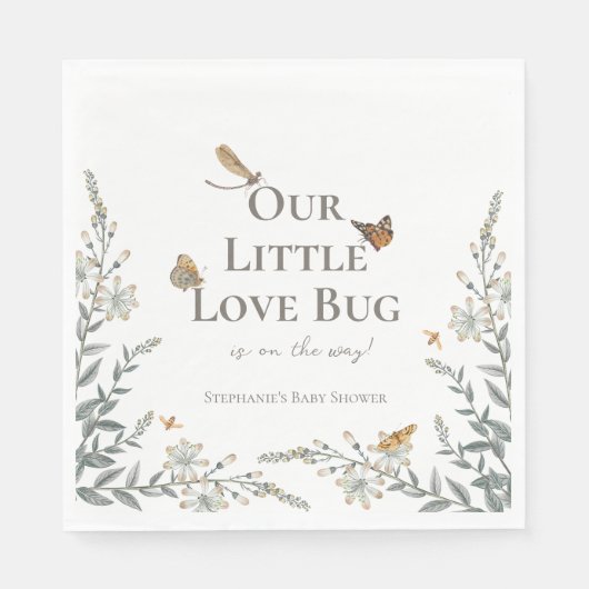 Little Love Bug Baby Shower Gender Neutral Napkins Servet (Voorkant)