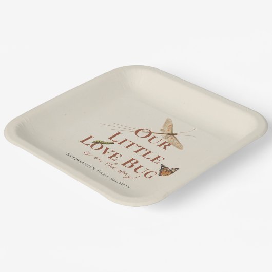 Little Love Bug Baby shower Gender Neutral Papieren Bordje (Gebogen)