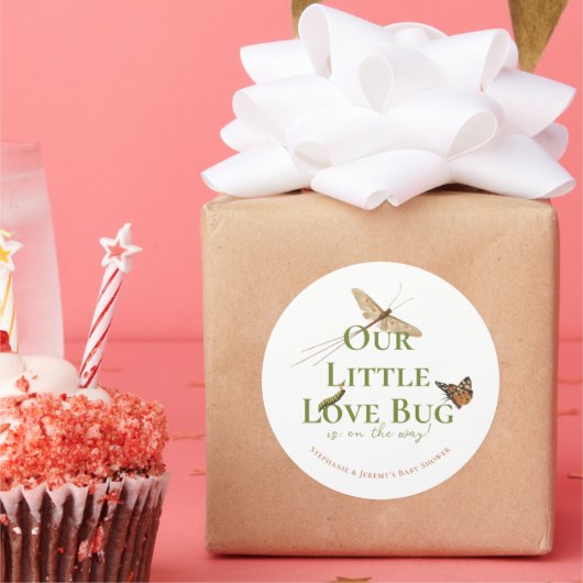 Little Love Bug Baby shower Ronde Sticker (Feest)