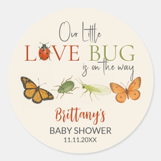 Little Love Bug Baby Shower Sticker (Devant)