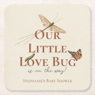 Little Love Bug Baby shower Vierkante Kartonnen Onderzetter