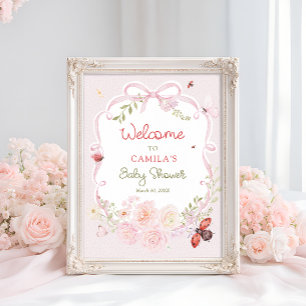 Little Love Bug Bloom Baby Shower Welkom  Poster