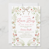 Little Love Bug Floral Bow Baby Shower Invitation (Devant)