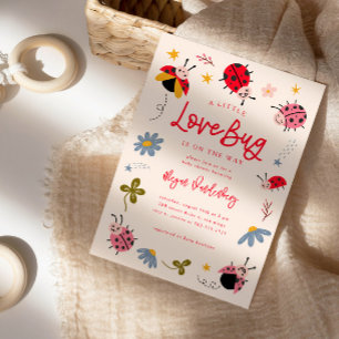 Little Love Bug Girl Baby shower Kaart