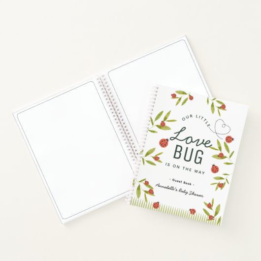 Little Love Bug Ladybug Baby Shower Guest Book Notitieboek (Binnen)