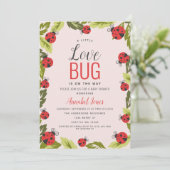Little Love Bug Ladybug Baby shower Invitation Kaart (Staand voorkant)