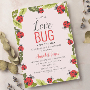 Little Love Bug Ladybug Baby shower Invitation Kaart