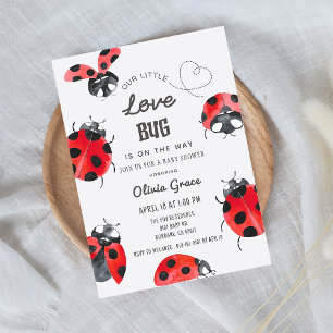 Little Love Bug Ladybug Baby shower Kaart