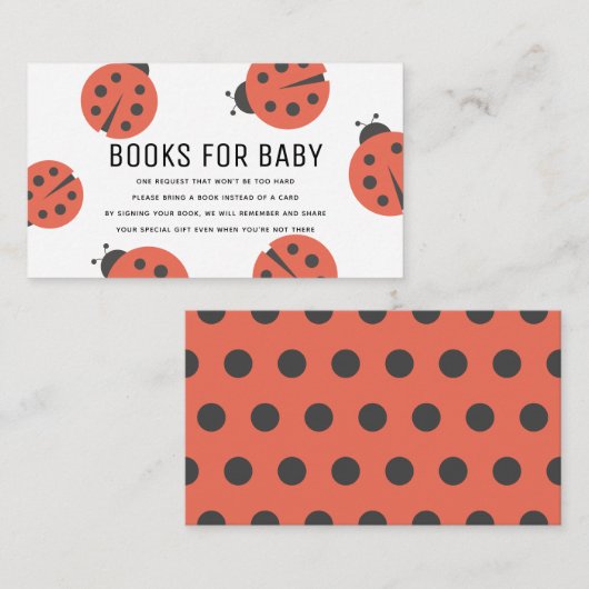 Little Love Bug Ladybug Books for Baby shower Encl Informatiekaartje (Voorkant / Achterkant)