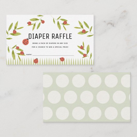 Little Love Bug Ladybug Diaper Raffle Ticket Informatiekaartje (Voorkant / Achterkant)