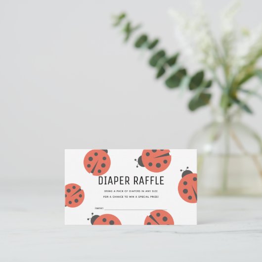 Little Love Bug Ladybug Diaper Raffle Ticket Informatiekaartje (Staand voorkant)