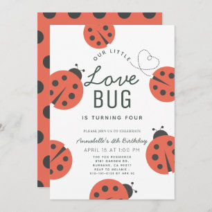 Little Love Bug Ladybug Girl Birthday Kaart