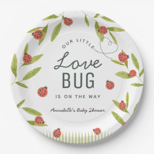 Little Love Bug Ladybug Leaf Baby shower Papieren Bordje