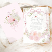 Little Love Bug Pink Bow Baby Shower Kaart