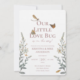 Little Love Bug QR Code Baby shower Invitation Kaart
