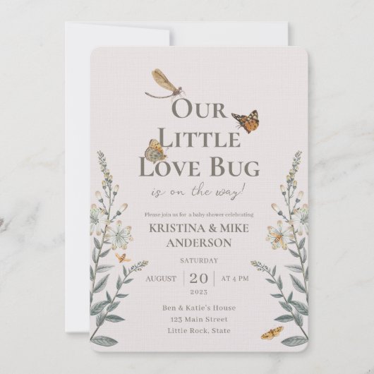 Little Love Bug QR Code Baby shower Invitation Kaart (Voorkant)
