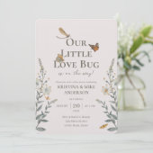 Little Love Bug QR Code Baby shower Invitation Kaart (Staand voorkant)