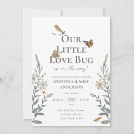 Little Love Bug QR Code Baby Shower Invitation Kaart