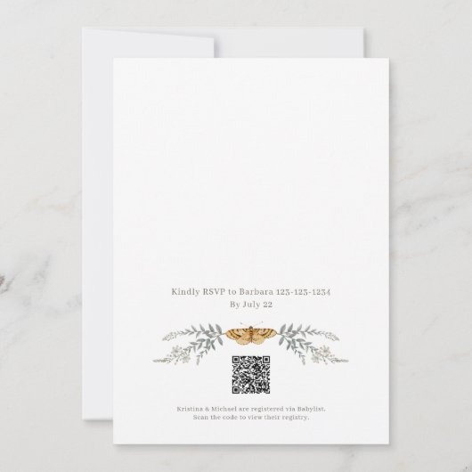 Little Love Bug QR Code Baby Shower Invitation Kaart (Achterkant)