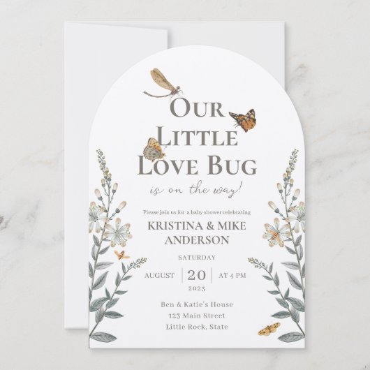 Little Love Bug QR Code Baby shower Invitation Kaart (Voorkant)