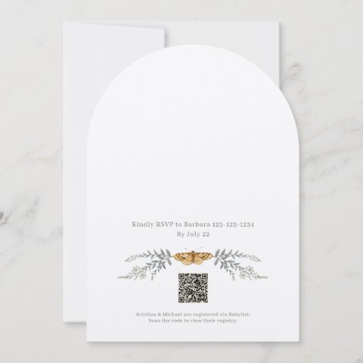 Little Love Bug QR Code Baby shower Invitation Kaart (Achterkant)