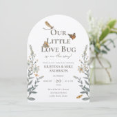 Little Love Bug QR Code Baby shower Invitation Kaart (Staand voorkant)