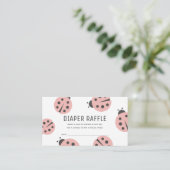 Little Love Bug Roze Ladybug Luier Raffle Ticket Informatiekaartje (Staand voorkant)