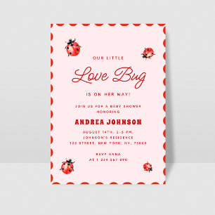 Little Love Bug Roze & Rood lieveheersbeestje Baby Kaart