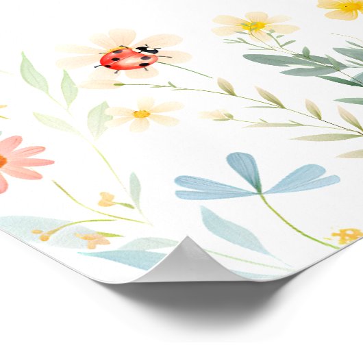 Little Love Bug Schattige Garden Baby shower Welko Poster (Hoek)