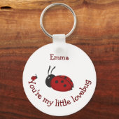Little Lovebug Cute Ladybug Quote Custom Name Sleutelhanger (Voorkant)