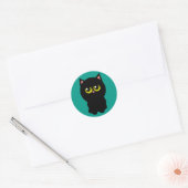 Little Lucky Black Cat Ronde Sticker (Envelop)
