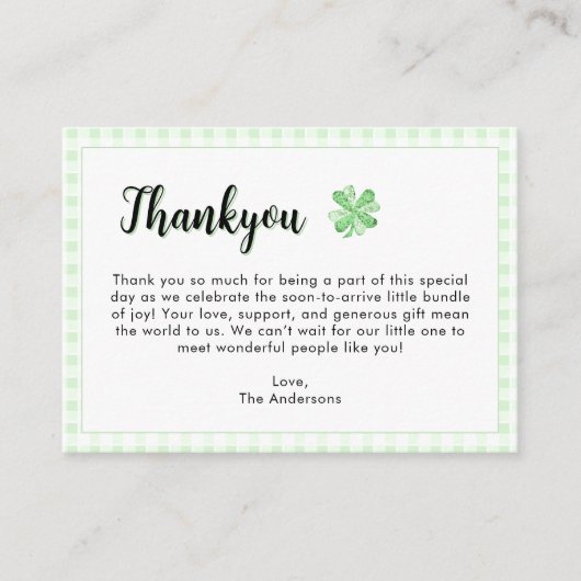 Little Lucky Charm Baby shower Carte Thankyou (Devant)
