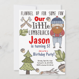 Little Lumberjack Boy Birthday Invitation Kaart