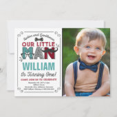 Little Man 1er anniversaire Invitation Mustache Pa (Devant)