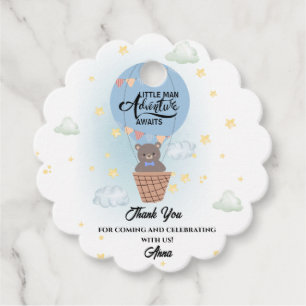 Little man Adventure wacht op beer baby shower Bedankjes Labels