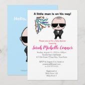 Little Man Baby shower Invitation Funny Schattige Kaart (Voorkant / Achterkant)