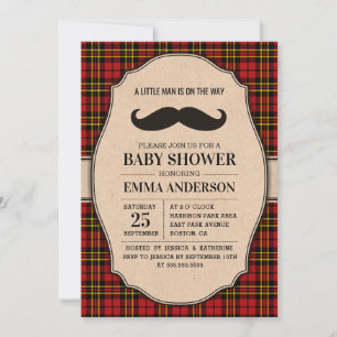 Little Man Baby shower Invitation - Mustache Pset Kaart