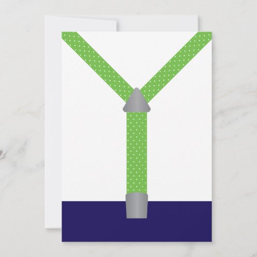 Little Man Baby shower Invitation Navy Blue Green Kaart (Achterkant)