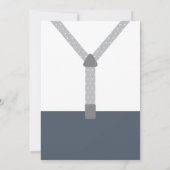 Little Man Baby shower Invitation, Navy Blue, Grey Kaart (Achterkant)