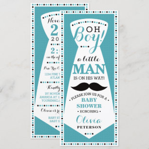 Little Man Baby shower Invitation, Stropdas, Blauw Kaart